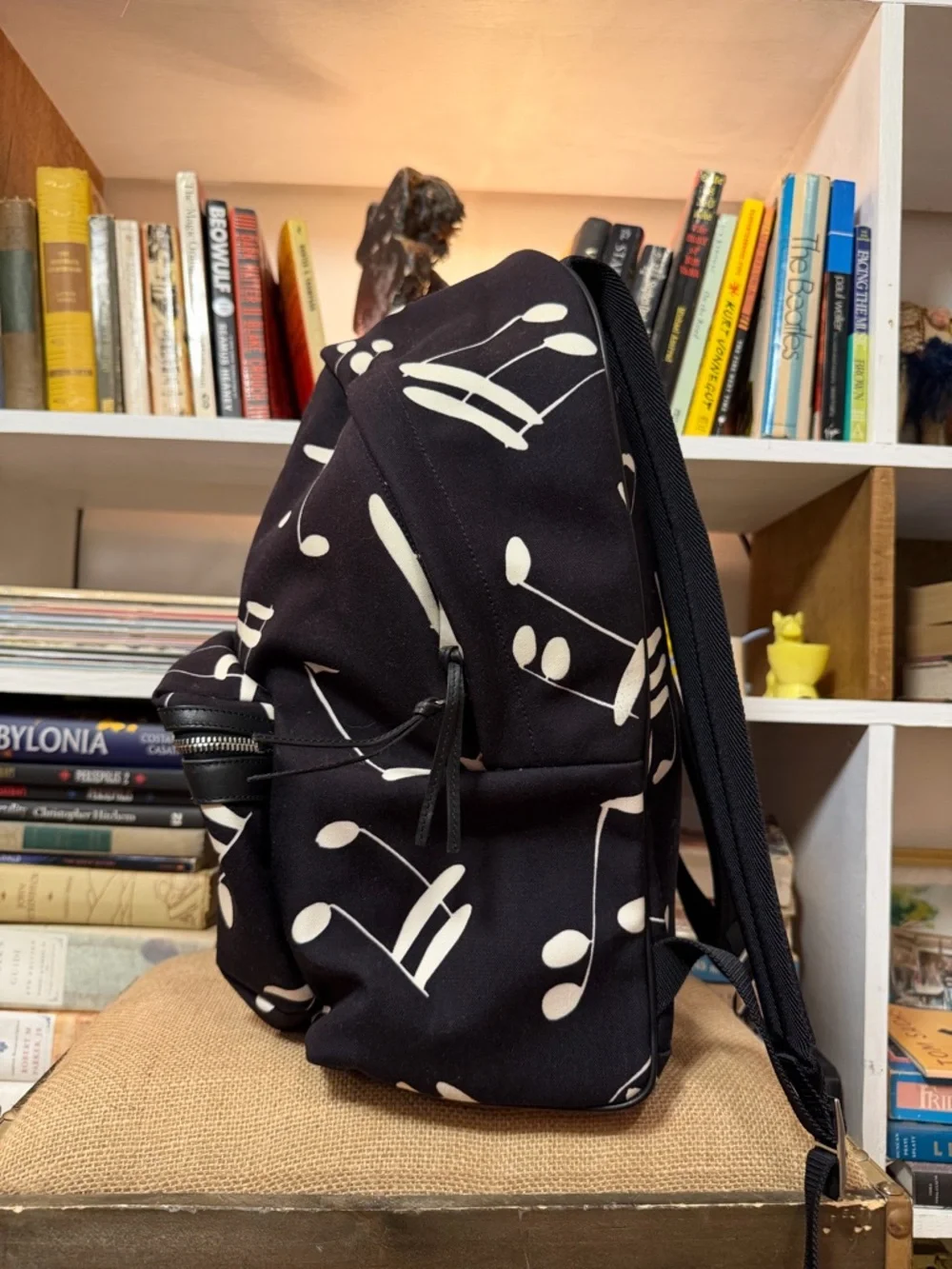 Saint Laurent Black Musical Note Canvas Backpack - Picture 4 of 10